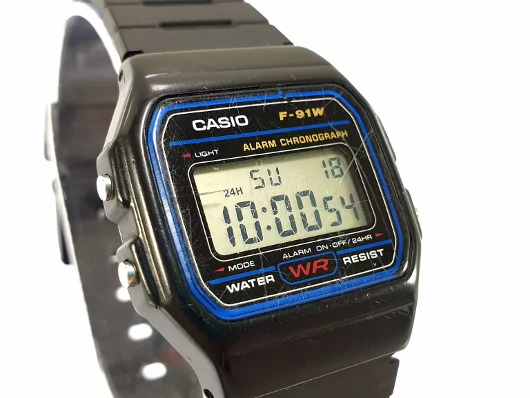 ZEGAREK CYFROWY CASIO F-91W CZARNY PASEK WR50M