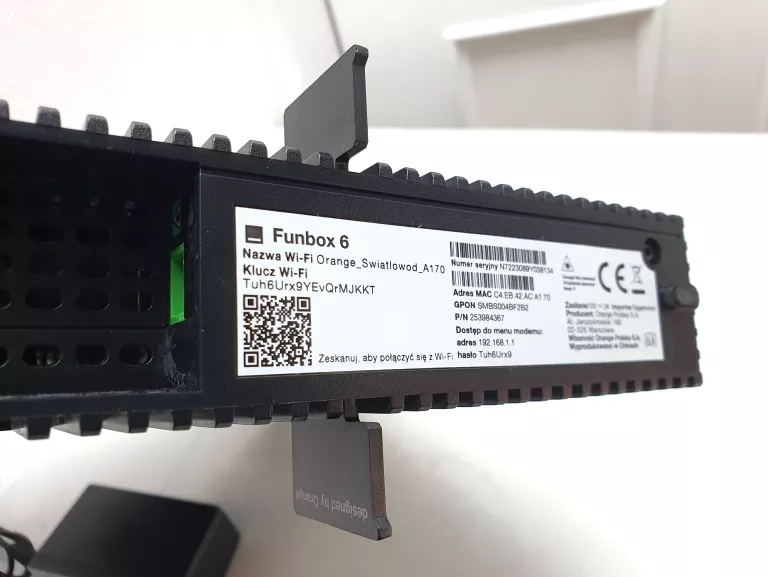 ROUTER DO ŚWIATŁOWODU ORANGE FUNBOX 6 ZASILACZ