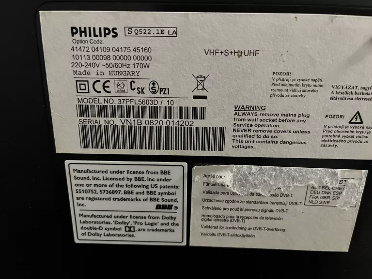 TELEWIZOR PHILIPS 37PFL5603D CZARNY