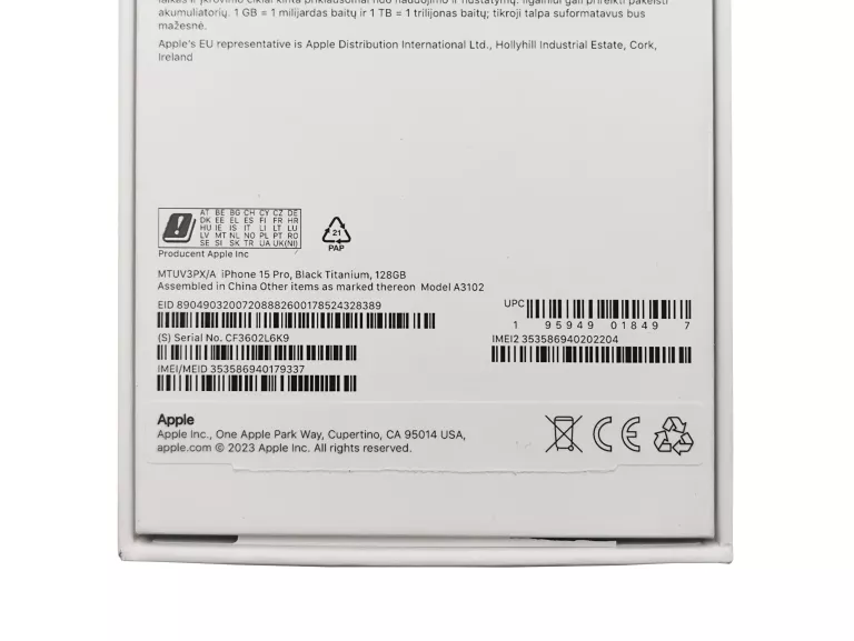 TELEFON APPLE IPHONE 15 PRO 128GB BLACK TITANIUM - IDEAŁ, NA CZĘŚCI!