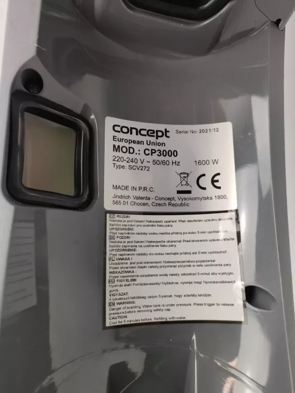MOP PAROWY ODKURZACZ 3W1 CONCEPT CP3000 PERFECT CLEAN