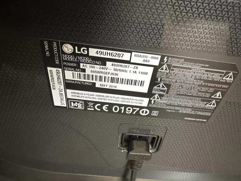 TELEWIZOR LG 49UH6207 SMART 4K W PUDEŁKU