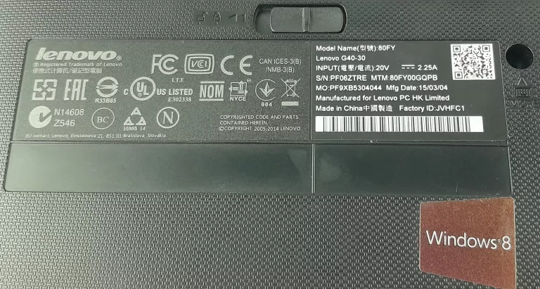 LAPTOP LENOVO G40-30 2/500GB + ZASILACZ
