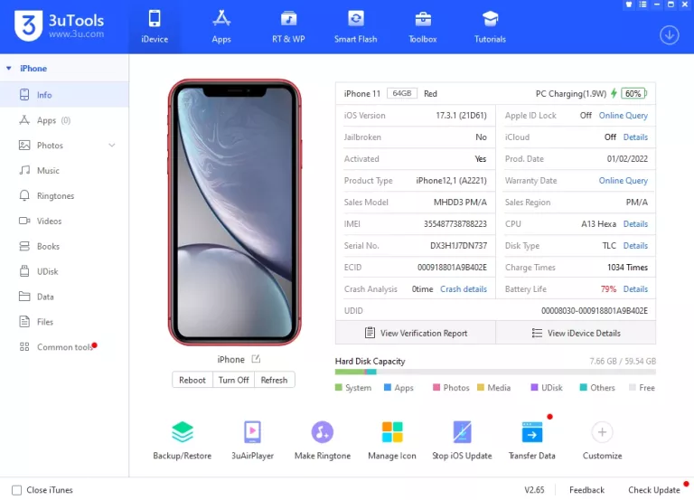 TELEFON APPLE IPHONE 11 4 GB / 64 GB BATERIA SERWIS