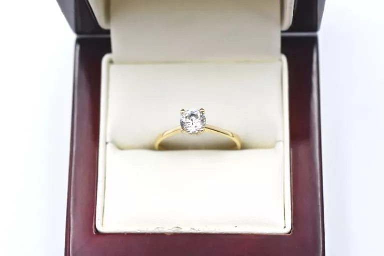 ŚLICZNY ZŁOTY PIERŚCIONEK Z CYRKONIĄ P585 14K 1,74G R18