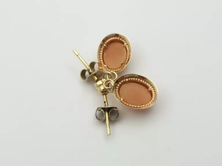 ELEGANCKIE ZŁOTE KOLCZYKI KAMEA - 585 14K 1,40G SZTYFT
