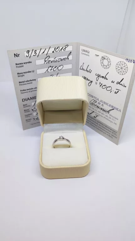 PIERŚCIONEK BIAŁE ZŁOTO 14K Z BRYLANTEM
