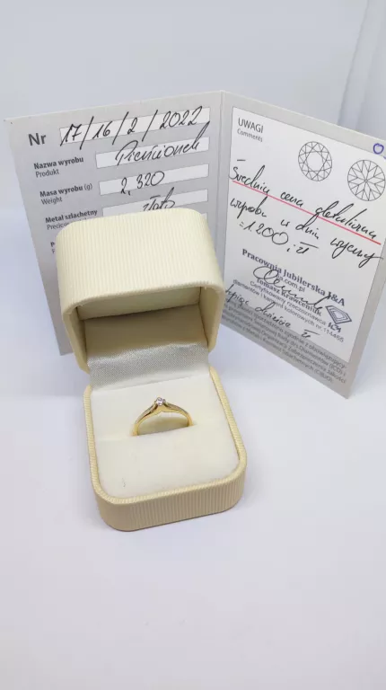 ZŁOTY PIERSCIONEK 14K Z BRYLANTEM