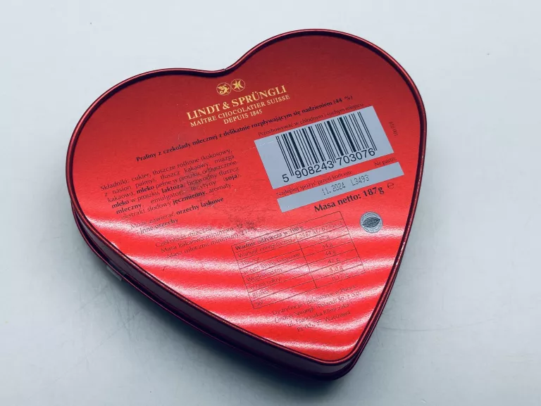 LINDT LINDOR MLECZNE SERCE 187G