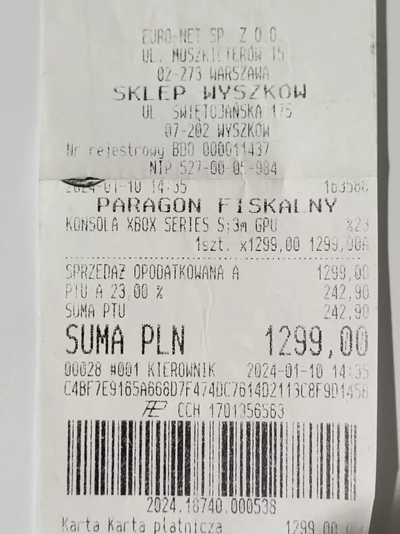 KONSOLA XBOX SERIES S 512SSD 2 LATA GWARANCJI! IDEAŁ!