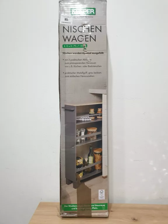 REGAŁ KUCHENNY WĄSKI TRZYPOZIOMOWY GRAFITOWY