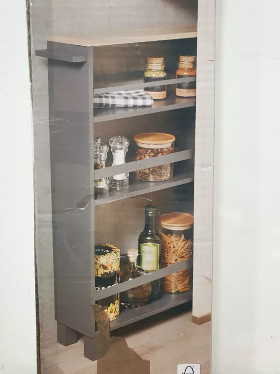 REGAŁ KUCHENNY WĄSKI TRZYPOZIOMOWY GRAFITOWY