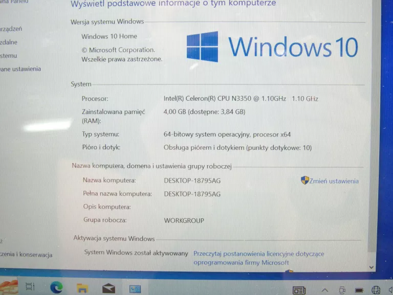 LAPTOP ACER SPIN 1 32GB 4GB W10 DOTYK INTEL CELERON N3350