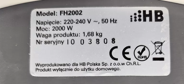 TERMOWENTYLATOR HB FH2002