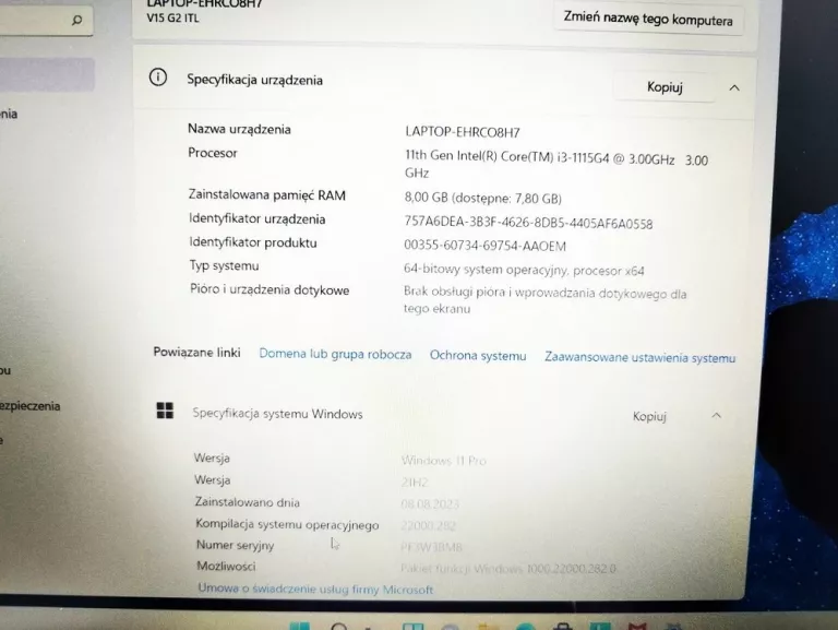 LAPTOP LENOVO V15 G2 ITL