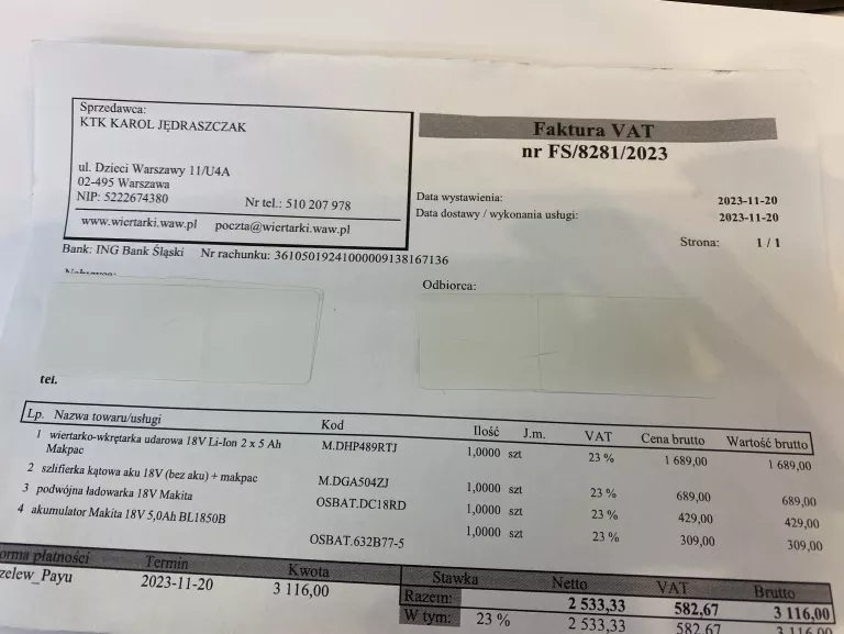 WIERTARKO WKRĘTARKA MAKITA DHP489 - ZESTAW
