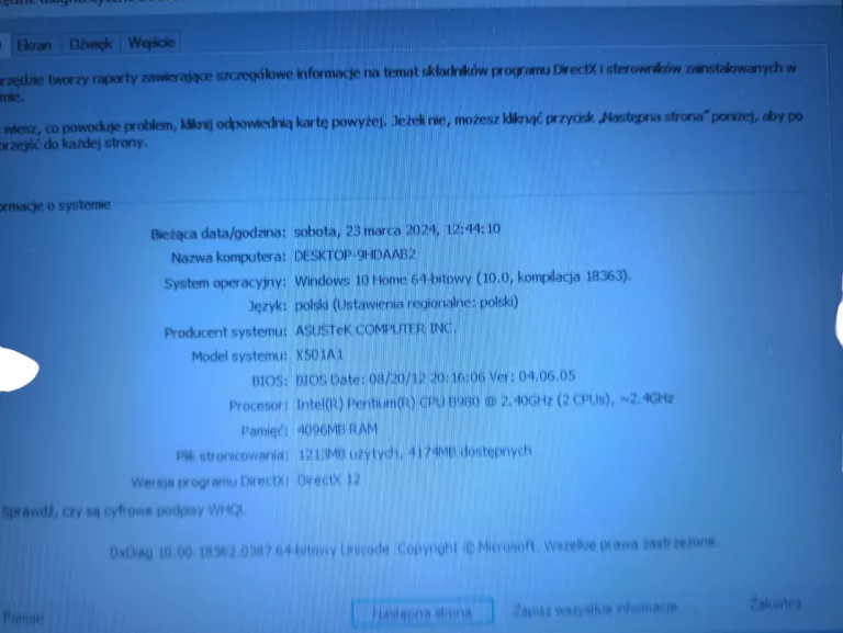 LAPTOP ASUS X501A1 PENTIUM B980 4GB 500GB HDD WIN10