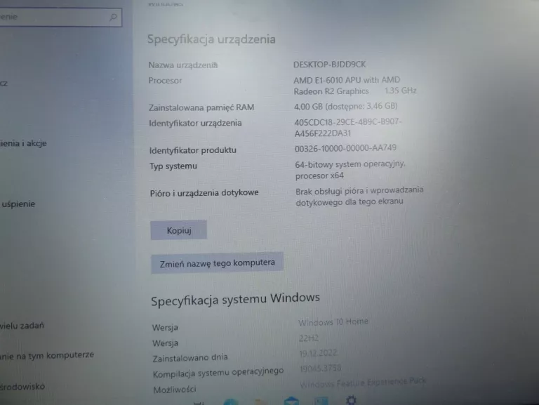 LAPTOP LENOVO B50-45 20388 AMD E1-6010 RADEON R2 4GB