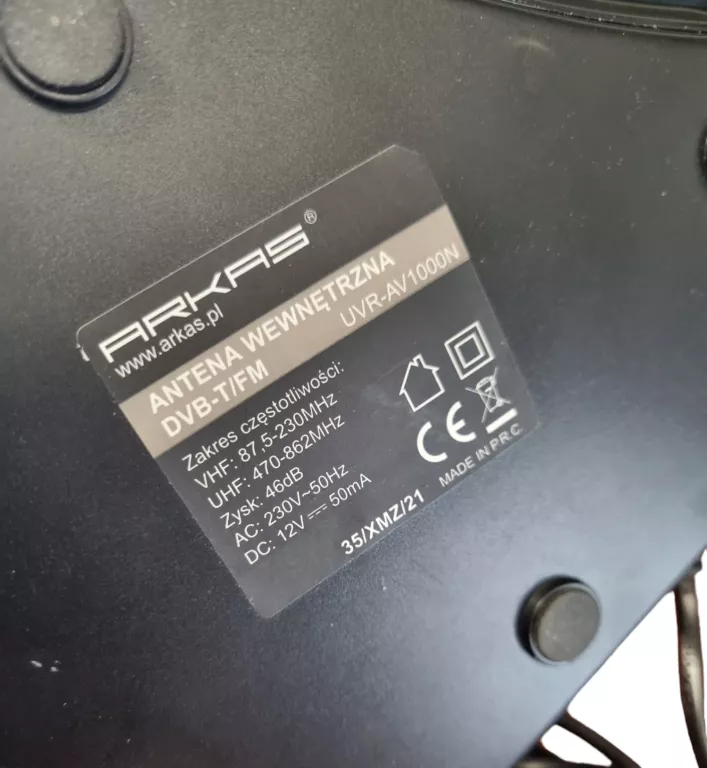 ANTENA POKOJOWA DVB-T2 TV FM DAB ARKAS UVR-AV1000N