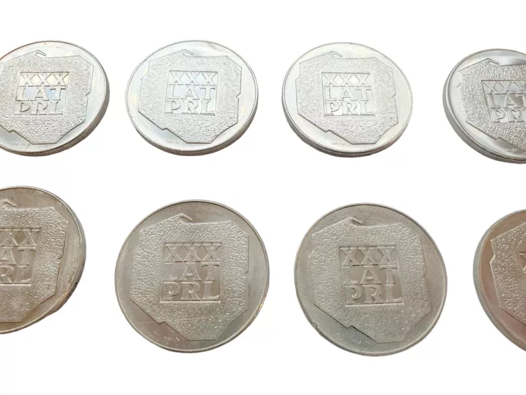 ZESTAW 8 SREBRNYCH MONET 200ZŁ 1974 XXX LAT PRL