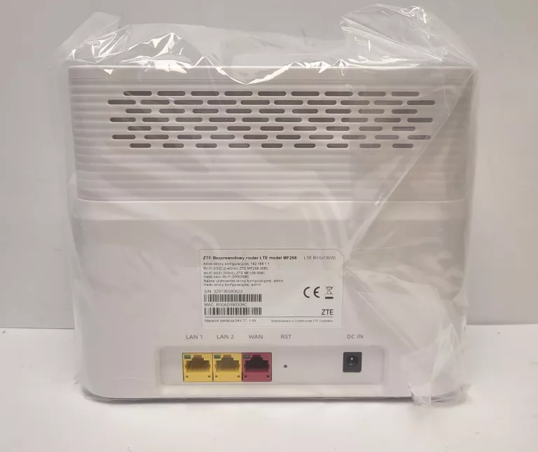 BEZPRZEWODOWY ROUTER ZTE LTE MODEL: MF-258 - BLOKADA OPERATORA