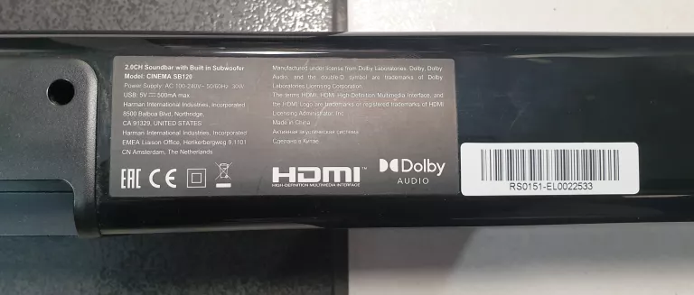 SOUNDBAR JBL SB120 2.0 110 W CZARNY ZESTAW