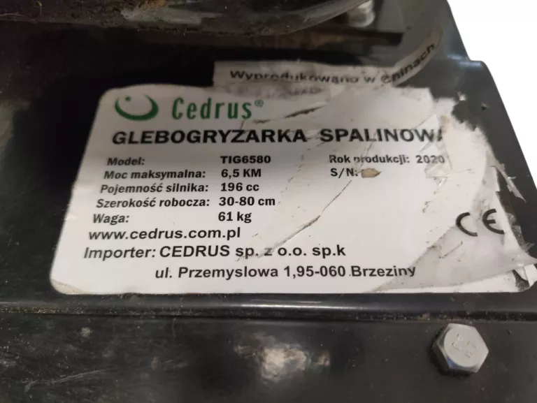 GLEBOGRYZARKA CEDRUS GL01 TIG 6580 6,5KM 80CM R:2020