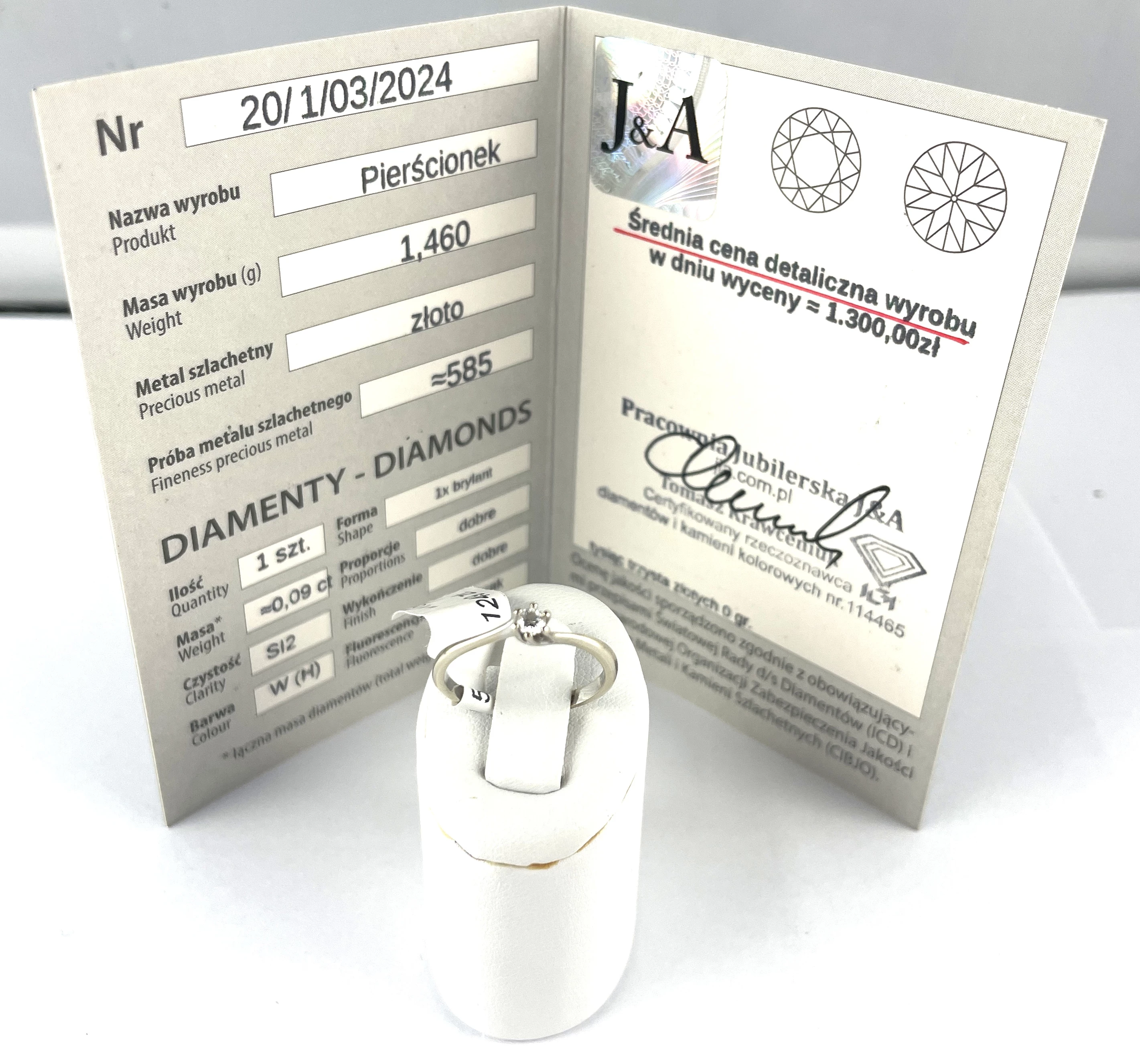 zloty-pierscionek-585-146g-brylant-biale-zloto-r13-wyzwolenia-30-32-szczecin-rs