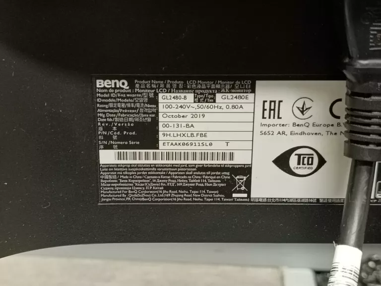MONITOR BENQ GL2480 FHD 1080P 75HZ 1MS
