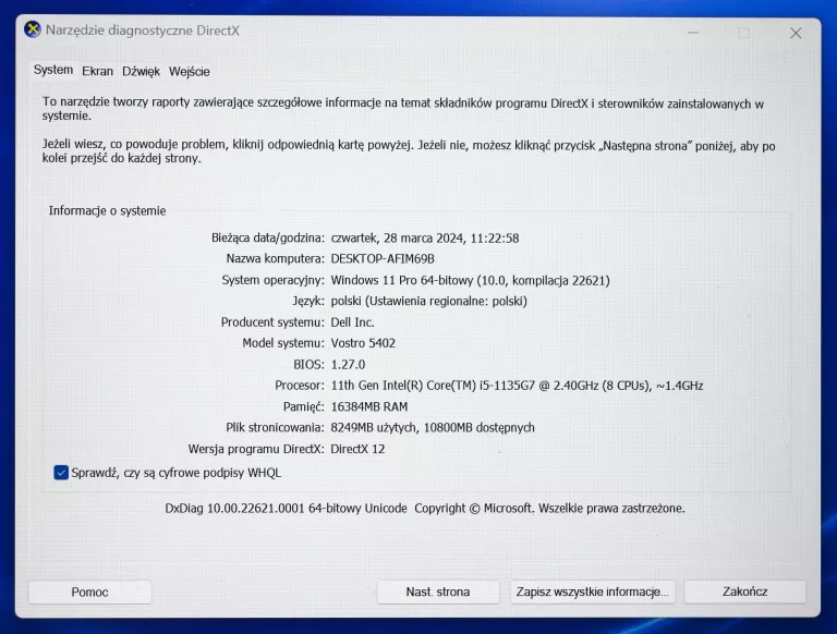 LAPTOP DELL VOSTRO 5402 I5-1135G7 2,4 GHZ 16/512 GB SSD