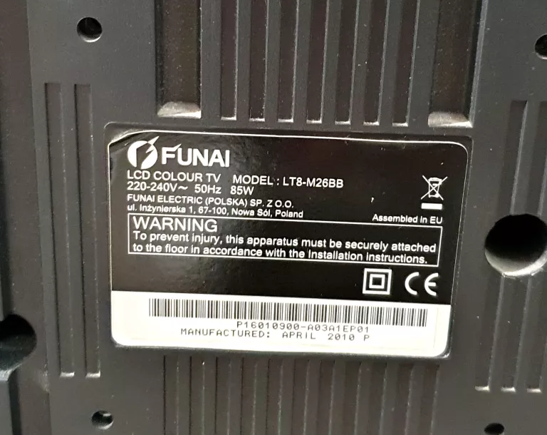 TELEWIZOR FUNAI LT8-M26BB/PILOT/KABEL ZASILAJĄCY