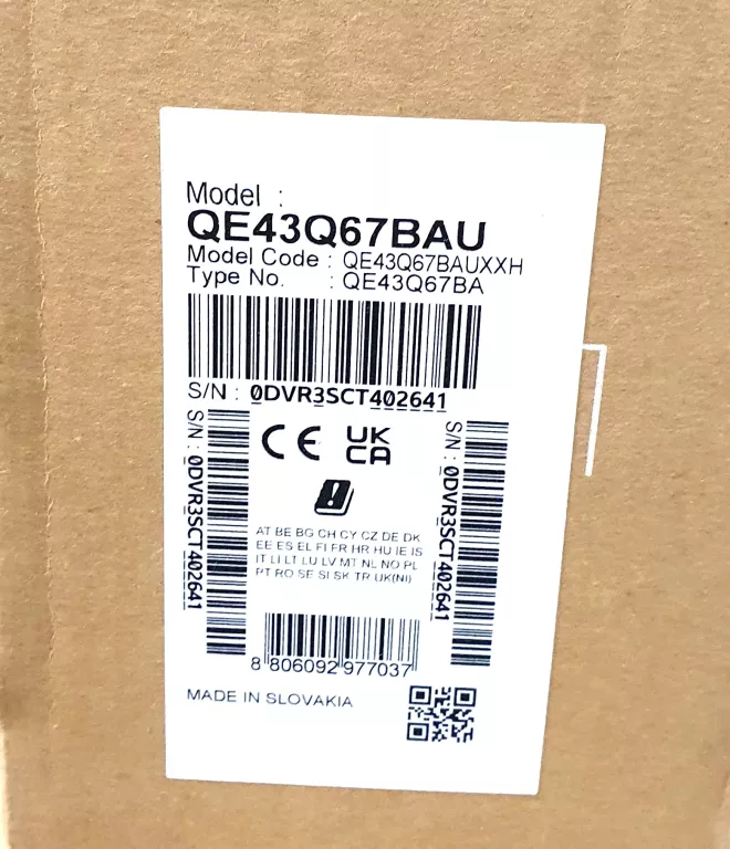 TELEWIZOR SAMSUNG QE43Q67B QLED 434K ULTRA HD TIZEN