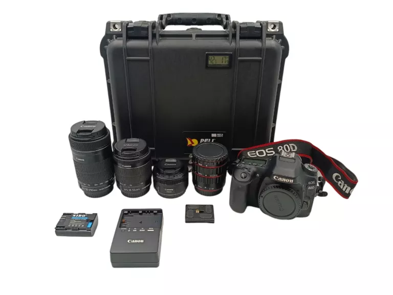 CANON EOS 80D 18-55MM + 55-250MM + 50MM F/1.8 WALIZKA AKUMULATORY