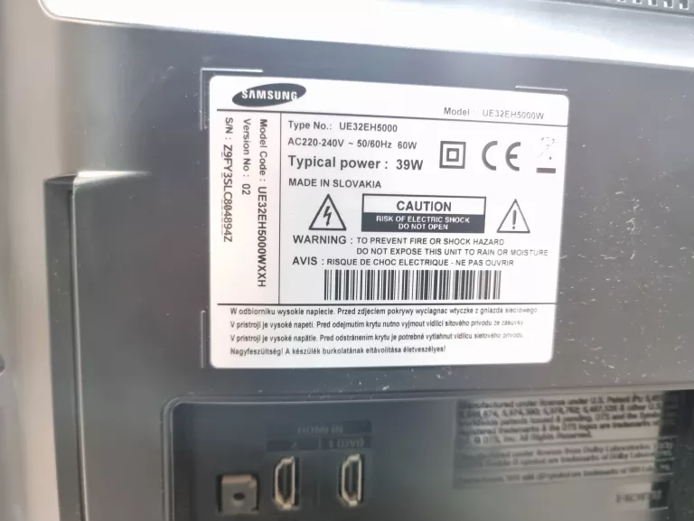 TELEWIZOR SAMSUNG UE32EH5000 OPIS!!  + PRZEWÓD ZASILAJĄCY