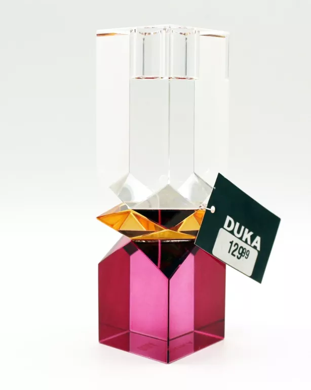 ŚWIECZNIK DUKA SKADI 16,5 CM BORDOWY TRANSPARENTNY SZKLANY