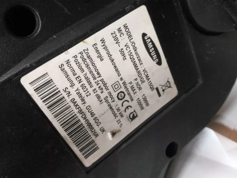 ODKURZACZ BEZWORKOWY SAMSUNG VCMA15QS
