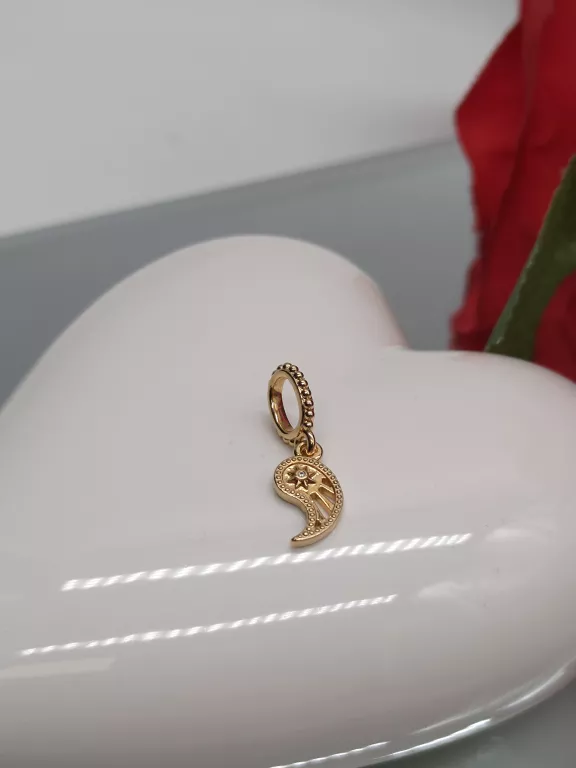 PANDORA DWUTONOWA ROZDZIELANA ZAWIESZKA SŁOŃCE I KSIĘŻYC CHARM / ORYG !