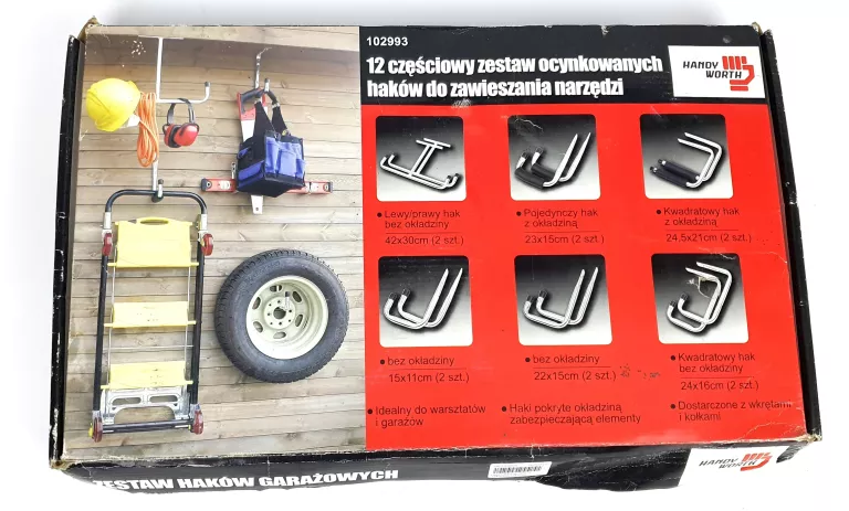 HANDY WORTH 12 CZĘŚCIOWY ZESTAW OCYNKOWANYCH HAKÓW DO ZAWIESZANIA NARZĘDZI