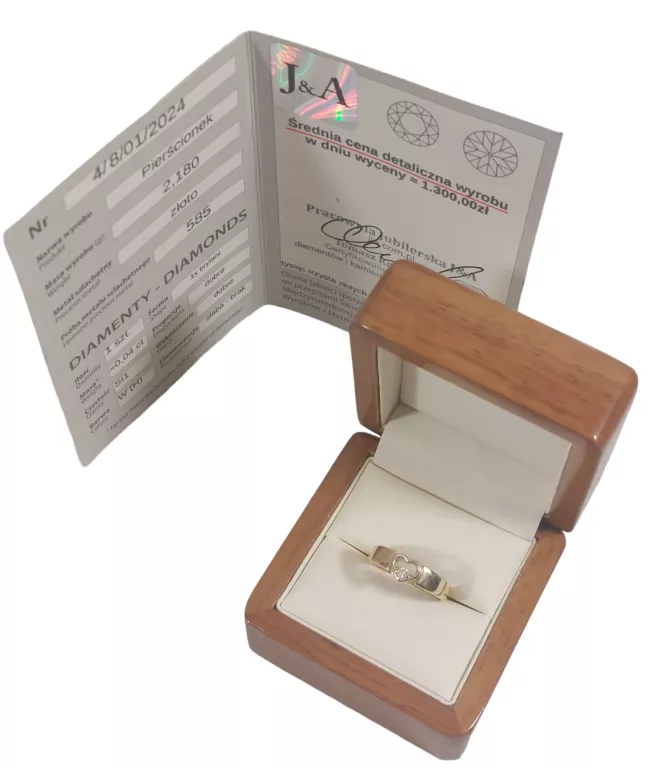 PIERŚCIONEK Z BRYLANTEM 0,04CT PR585 2,18G R15