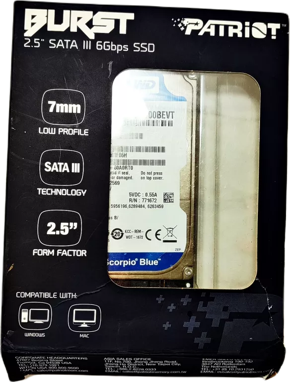 DYSK HDD WESTERN DIGITAL WD5000BEVT - 60A0RT0 500 GB USZKODZONY