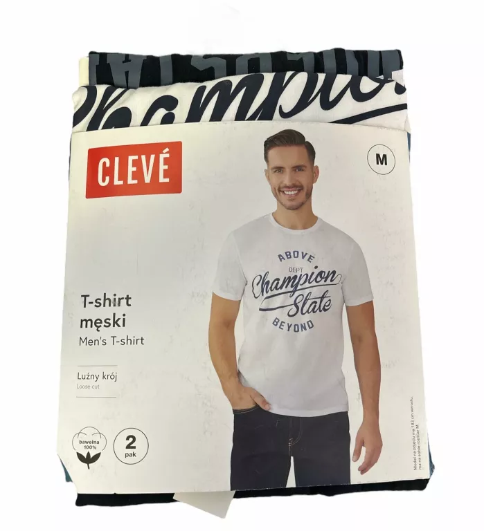T-SHIRT MĘSKI CLEVE LUŹNY KRÓJ ROZM. M