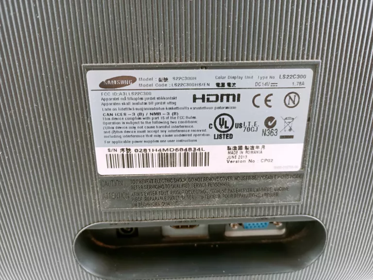 MONITOR SAMSUNG LS22C300 21,5'' FULL HD