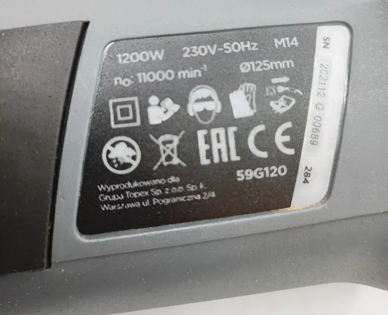 JAK NOWA! SZLIFIERKA KĄTOWA GRAPHITE 59G120