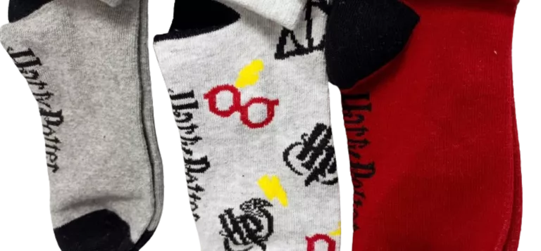 3 PARY SKARPETEK HARRY POTTER 39-42 CZERWONO-SZARE