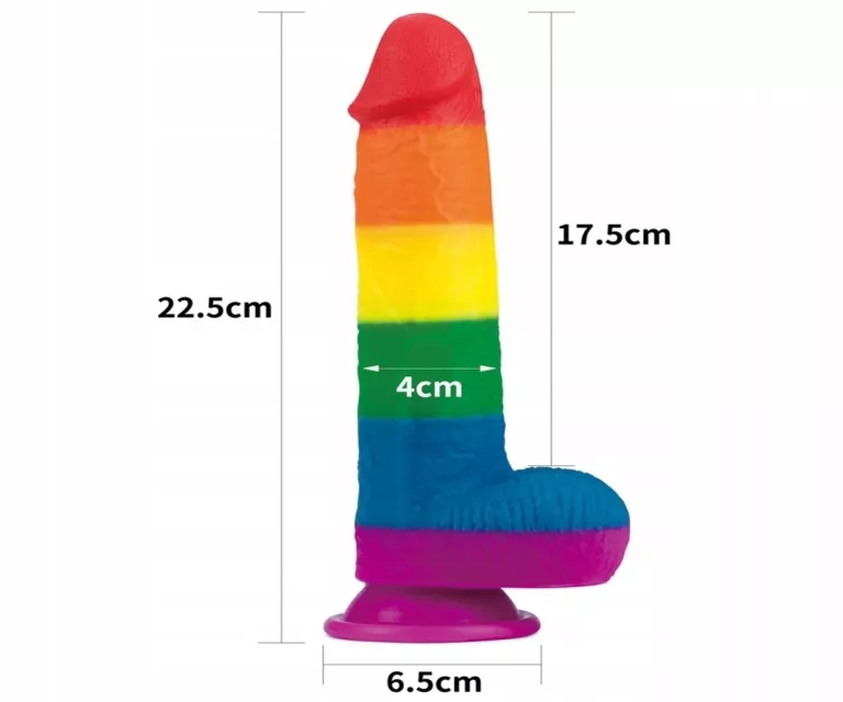 DILDO TĘCZOWE ELASTYCZNE Z PRZYSSAWKĄ 22,5 CM