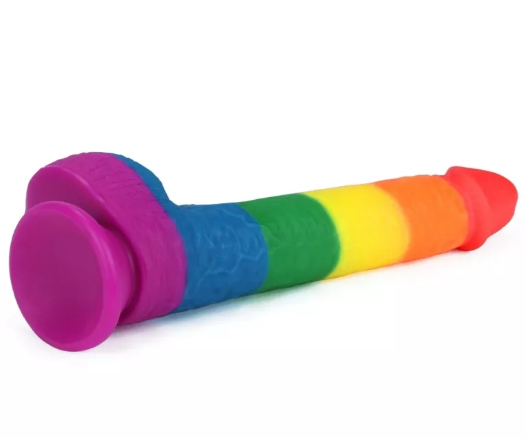 DILDO TĘCZOWE ELASTYCZNE Z PRZYSSAWKĄ 22,5 CM