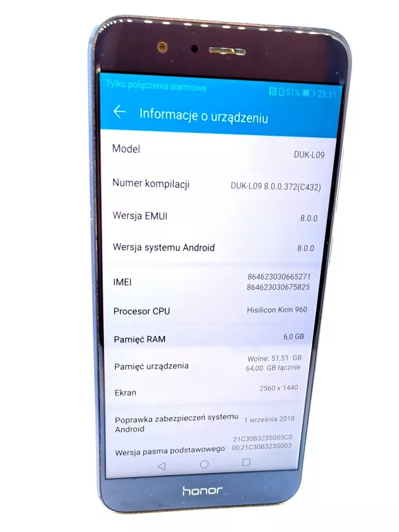 SMARTFON HONOR 8 PRO 6/64 GB KOMPLET NIEBIESKI