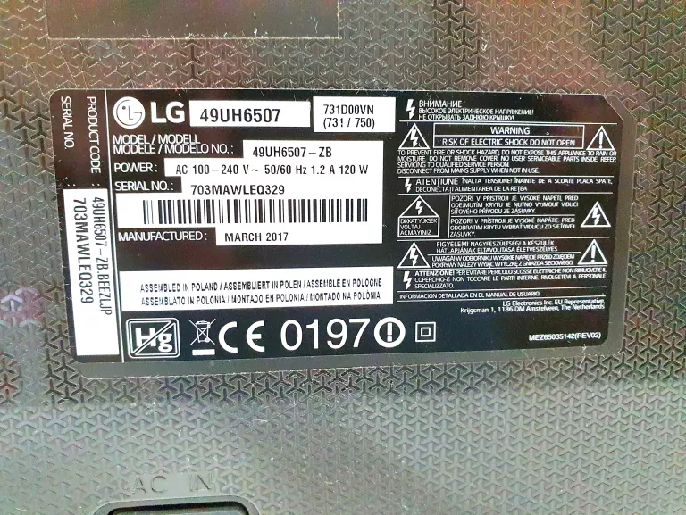 TELEWIZOR LG 49UH6507 PUD PILOT BEZ STOPEK