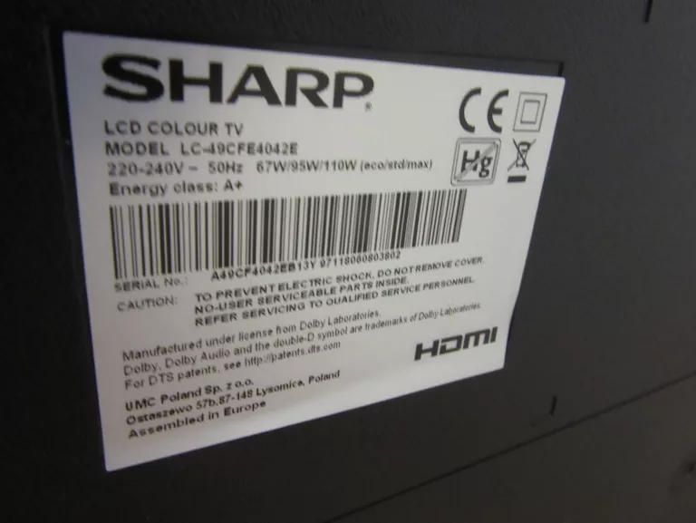 TELEWIZOR SHARP LED 49CFE4042