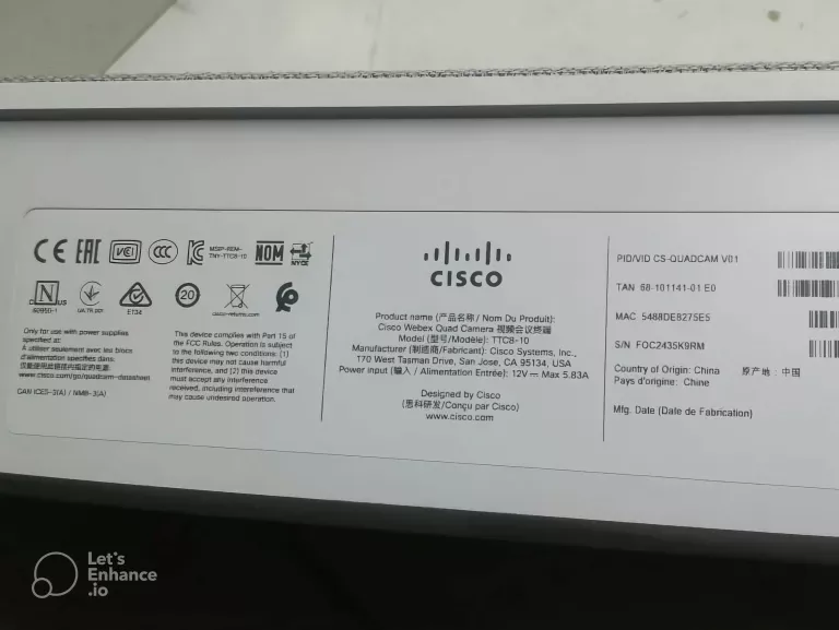 KAMERA INTERNETOWA CISCO WEBEX ROOM CS-KITPLUS-K9